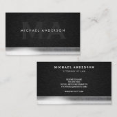 Carte De Visite Monogramme | Tissu noir | Découpe métallique (Devant / Derrière)