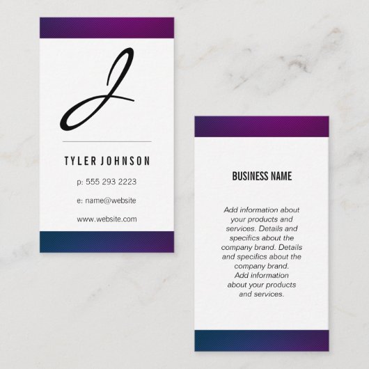 Carte De Visite Monogramme / Triage de swank (Devant / Derrière)