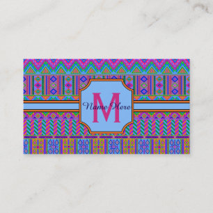 Carte De Visite Monogramme Tribal Aztec Bright Professionnel Ou Pe