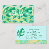 Carte De Visite Monogramme Tropical Monstera Leaf Green Luxe (Devant / Derrière)