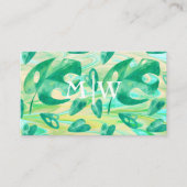 Carte De Visite Monogramme Tropical Monstera Leaf Green Luxe (Devant)