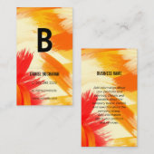 Carte De Visite Monogramme | Trucs de brosse rouge orange (Devant / Derrière)