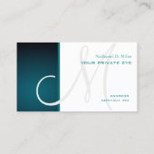 Carte De Visite Monogramme Turquoise (Dos)