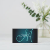 Carte De Visite Monogramme Turquoise (Debout devant)