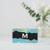Carte De Visite Monogramme | Turquoise de marbre doré (Debout devant)