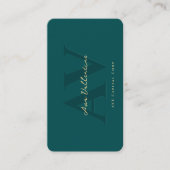 Carte De Visite Monogramme Turquoise foncé moderne professionnel (Devant)