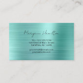 Carte De Visite Monogramme Turquoise Script Moderne (Dos)