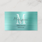 Carte De Visite Monogramme Turquoise Script Moderne (Devant)