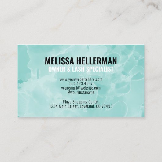 Carte De Visite Monogramme Turquoise simple (Dos)