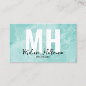 Carte De Visite Monogramme Turquoise simple (Devant)