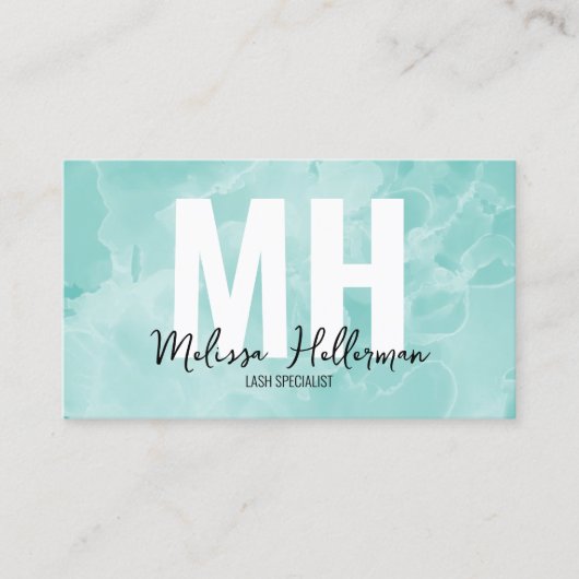 Carte De Visite Monogramme Turquoise simple (Devant)