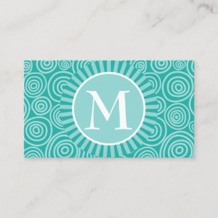 Carte De Visite Monogramme Turquoise White Spirals - Personnalisé