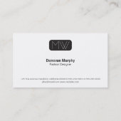 Carte De Visite Monogramme Type moderne (Dos)