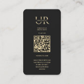 Carte De Visite Monogramme U Élégant Floral Black Gold (Dos)