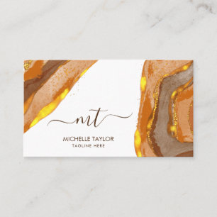 Carte De Visite Monogramme unique Abstrait Boho Terracotta Gold