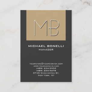 Carte de visite monogramme unique en gris beige Ch