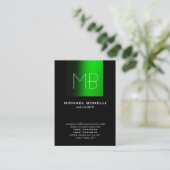 Carte de visite monogramme unique en noir vert Chu (Debout devant)