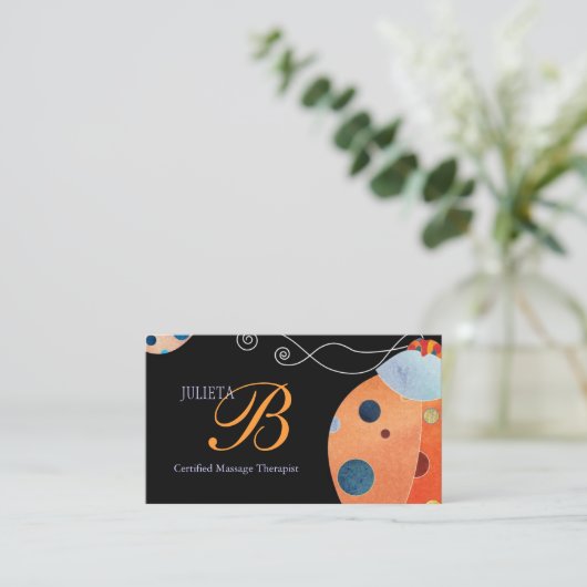 Carte De Visite Monogramme unique Retro Ladybug (Debout devant)