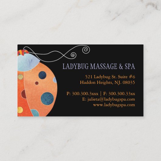 Carte De Visite Monogramme unique Retro Ladybug (Dos)