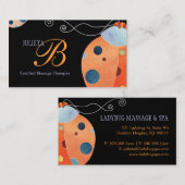 Carte De Visite Monogramme unique Retro Ladybug (Devant / Derrière)