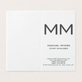 Carte De Visite Monogramme unique simple noir et blanc (Extérieur déplié)