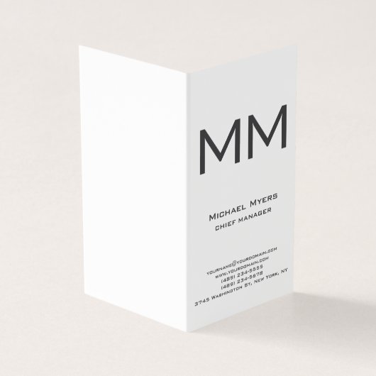 Carte De Visite Monogramme unique simple noir et blanc (Extérieur)