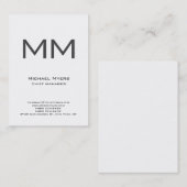 Carte De Visite Monogramme unique simple noir et blanc (Devant / Derrière)