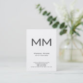 Carte De Visite Monogramme unique simple noir et blanc (Debout devant)