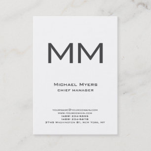 Carte De Visite Monogramme unique simple noir et blanc
