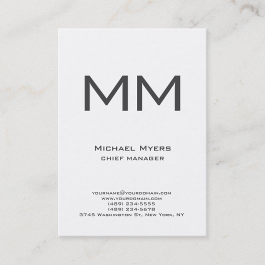 Carte De Visite Monogramme unique simple noir et blanc (Devant)