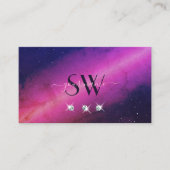 Carte De Visite Monogramme Universe rose bleu foncé Bijoux étincel (Devant)