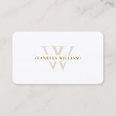 Carte De Visite Monogramme V Logo Minimal Sable Professionnel (Devant)
