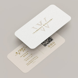Carte De Visite Monogramme V Logo Minimal Sable Professionnel