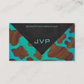 Carte De Visite Monogramme Vache Imprimer Brown et Turquoise (Dos)