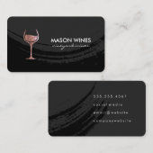 Carte De Visite Monogramme Verre de vin brossé artistique (Devant / Derrière)
