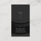 Carte De Visite Monogramme Verre de vin brossé artistique (Dos)