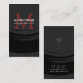 Carte De Visite Monogramme Verre de vin brossé artistique (Devant / Derrière)