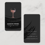 Carte De Visite Monogramme Verre de vin brossé artistique (Devant / Derrière)