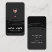 Carte De Visite Monogramme Verre de vin brossé artistique (Devant / Derrière)
