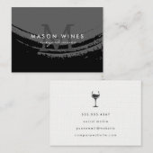 Carte De Visite Monogramme Verre de vin brossé artistique (Devant / Derrière)