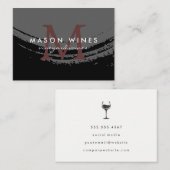 Carte De Visite Monogramme Verre de vin brossé artistique (Devant / Derrière)