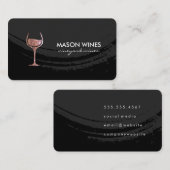 Carte De Visite Monogramme Verre de vin brossé artistique (Devant / Derrière)