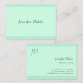 Carte De Visite Monogramme vert à la menthe moderne tendance et él (Devant / Derrière)