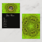 Carte De Visite MONOGRAMME VERT DAHLIA, AGATE gris noir (Devant / Derrière)
