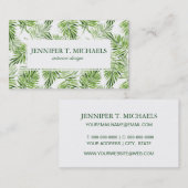 Carte De Visite Monogramme vert des palmettes | (Devant / Derrière)