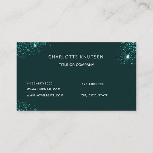 Carte De Visite Monogramme vert émeraude marbre d'Agate (Dos)