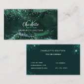 Carte De Visite Monogramme vert émeraude marbre d'Agate (Devant / Derrière)