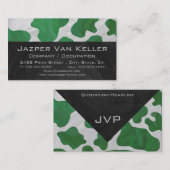 Carte De Visite Monogramme vert et blanc de vache (Devant / Derrière)