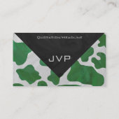 Carte De Visite Monogramme vert et blanc de vache (Dos)