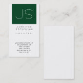 Carte de visite monogramme vert forêt blanc uni (Devant / Derrière)